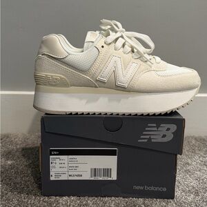 New Balance Women's Platform Sneaker in White and Light Gray